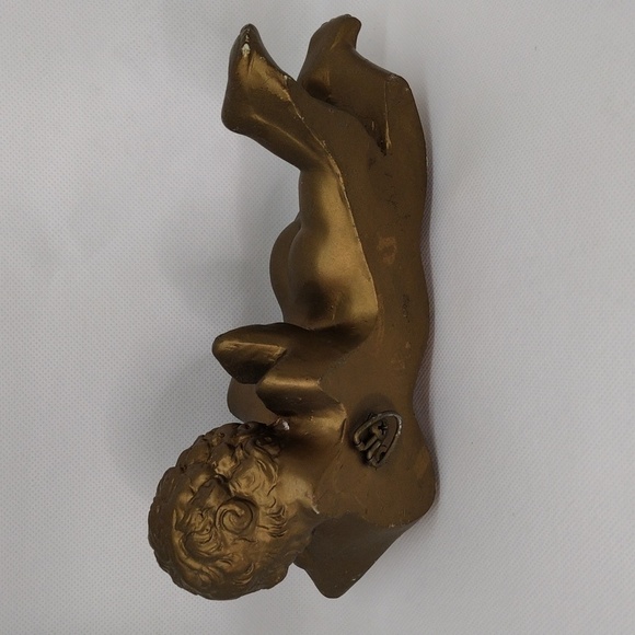 Vintage 1958 Universal Statuary Corp. Gold Cherub Angel Wall Hanging Decor - Picture 6 of 10
